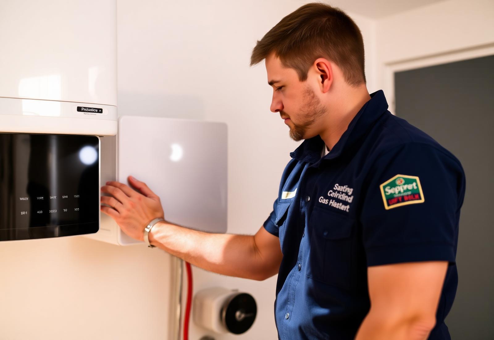 Gas Safe registered heating engineer servicing a gas boiler in a Kent home